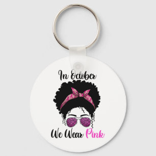 We dragen roze in oktober Borstkankerbewustzijn Sleutelhanger