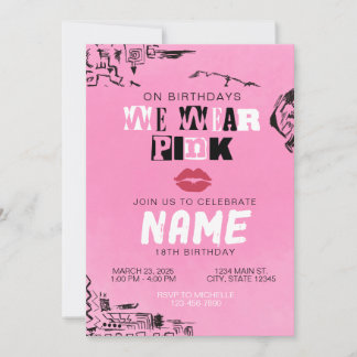 We dragen roze verjaardagsuitnodiging | Mean Girls Kaart
