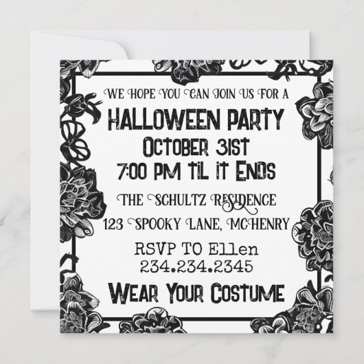 We durven je te komen | Halloweenfeest Kaart (Achterkant)