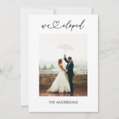 We Eloped 2 Foto Calligrafie Script Bruiloft Aankondiging (Voorkant)