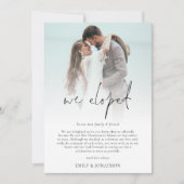 We Eloped 2 Foto Script Huwelijksaankondigingskaar Feestdagenkaart (Voorkant)