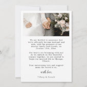 We eloped 2 fotoscript bruiloft aankondiging (Achterkant)