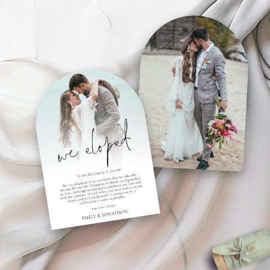 We Eloped 2 Photo Script Wedding Arch kaart
