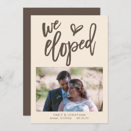 We Eloped Aankondiging Foto Uitnodiging Bruine crè