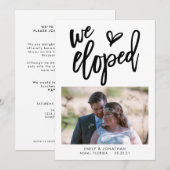 We Eloped Aankondiging Foto Uitnodiging Zwarte Tek (Voorkant / Achterkant)