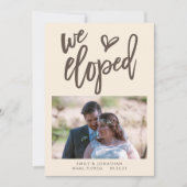 We eloped Announce Photo Invitation Brown crème Aankondiging (Voorkant)