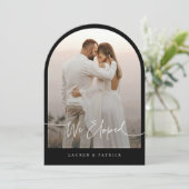 We Eloped Arch Elopement Wedding Aankondiging (Staand voorkant)