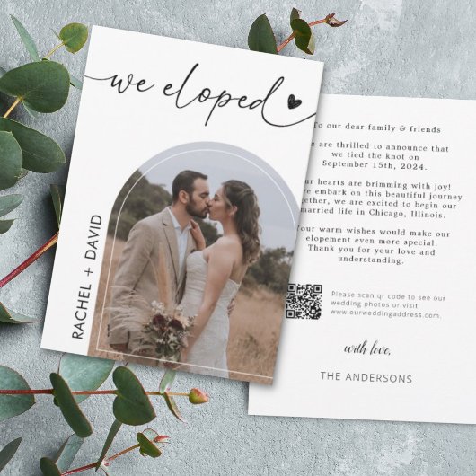 We Eloped Arch Photo Elopement QR Code Kaart