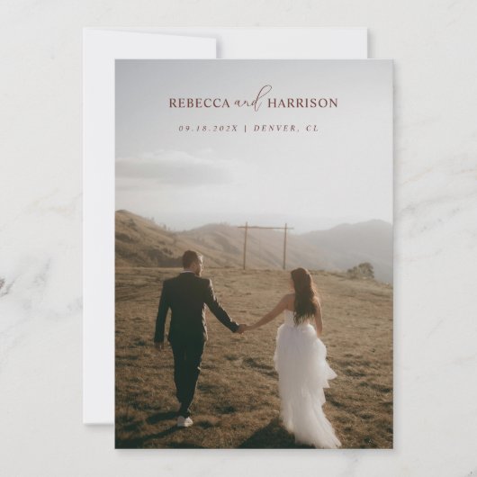 We Eloped Brown Floral Boho | Photo Wedding Aankondiging (Voorkant)