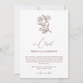 We Eloped Brown Floral Boho | Photo Wedding Aankondiging (Achterkant)