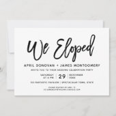 We Eloped Brush Typografie Bruiloft uitnodiging (Voorkant)