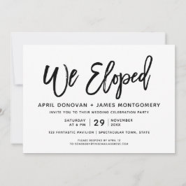 We Eloped Brush Typografie Bruiloft uitnodiging
