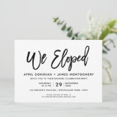 We Eloped Brush Typografie Bruiloft uitnodiging (Staand voorkant)