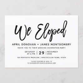 We Eloped Brush Typografie Bruiloft uitnodiging