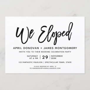 We Eloped Brush Typografie Bruiloft uitnodiging