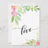 We Eloped Calligraphy Roze Waterverf Bloemen Kaart (Achterkant)