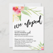 We Eloped Casual Script met Waterverf Bloemen Kaart (Voorkant)