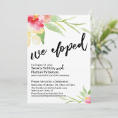 We Eloped Casual Script met Waterverf Bloemen Kaart (Staand voorkant)