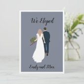 "We Eloped" eenvoudige bruiloft aankondiging Kaart (Staand voorkant)