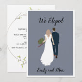 "We Eloped" eenvoudige bruiloft aankondiging Kaart (Voorkant / Achterkant)