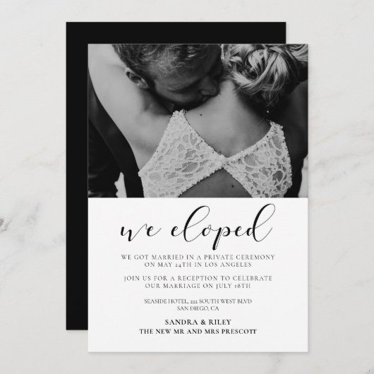 We eloped Elegant ontwerp elopement-aankondiging Kaart (Voorkant / Achterkant)