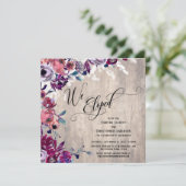We Eloped Elegant Script Bloem Motief Bleek Hout & Kaart (Staand voorkant)