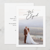 We Eloped Elegante Kalligrafie Script Huwelijksfot Aankondiging (Voorkant / Achterkant)