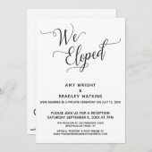 "We Eloped" Elegante Ontvangst na de Bruiloft Kaart (Voorkant / Achterkant)