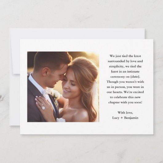 We Eloped Elegante Script Trouwfoto Aankondiging (Achterkant)