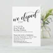 We Eloped Fancy Script Huwelijksfeest na de Trouwd Kaart (Staand voorkant)