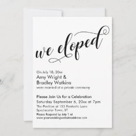 We Eloped Fancy Script Huwelijksfeest na de Trouwd Kaart