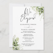 We Eloped Floral Greenery Foto Huwelijksfeest Kaart (Voorkant)