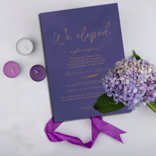 We Eloped Gold en Paarse Elegant Bruiloft Kaart