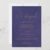 We Eloped Gold en Paarse Elegant Bruiloft Kaart (Voorkant)
