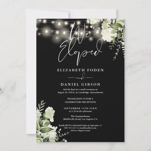 We Eloped Greenery Floral Wedding Vows Party Kaart (Voorkant)