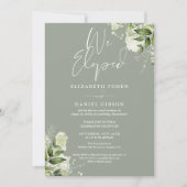 We Eloped Greenery Sage Green Photo Wedding Party Kaart (Voorkant)