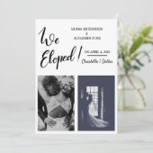 We Eloped handgeschreven Casual bruiloft twee foto Aankondiging (Staand voorkant)
