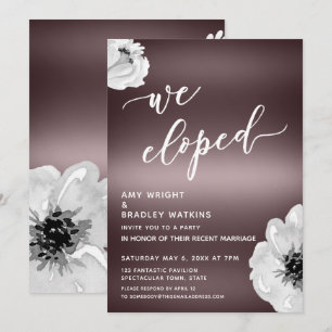 We Eloped Handlettering met Bloemen en Roségoud Kaart