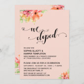 We Eloped Hearts Script Watercolor Bloemen Kaart (Voorkant / Achterkant)