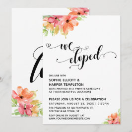 We Eloped Hearts Script Watercolor Bloemen Kaart