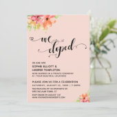 We Eloped Hearts Script Waterverf Bloemen Kaart (Staand voorkant)