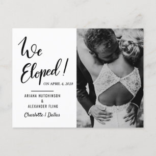 We Eloped Huwelijk Typography    Koppel Foto Aankondigingskaart