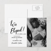 We Eloped Huwelijk Typography  | Koppel Foto Aankondigingskaart (Voorkant / Achterkant)