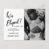 We Eloped Huwelijk Typography  | Koppel Foto Aankondigingskaart (Voorkant)