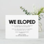 We eloped Huwelijksaankondiging modern Kaart (Staand voorkant)