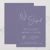 We Eloped Lavendel Paars Minimalistische Elopement Aankondiging (Voorkant / Achterkant)