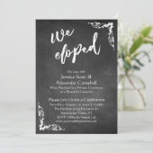 We Eloped Lettertype op Versierde Krijtbord Kaart (Staand voorkant)