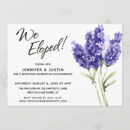 We Eloped Lettertype Waterverf Lavendel Bloemen Kaart