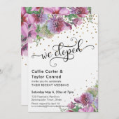 We Eloped Lettertype, Wildflower, Gouden Confetti Kaart (Voorkant / Achterkant)