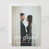 We Eloped Minimalistisch Script Custom Foto Huweli Aankondiging (Voorkant)